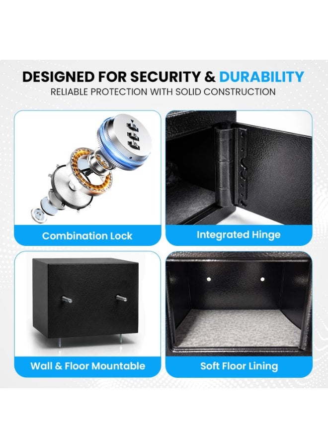 روبيك خزنة صغيرة أساسية بفتحة إيداع، مزودة بقفل رقمي مكون من 3 أرقام، قابلة للتركيب على الحائط أو الأرض، مصنوعة من الفولاذ ومبطنة ببطانة ناعمة، لحفظ الأشياء الثمينة الصغيرة RB-17N-SL (17×23×17 سم) وردي - Image 4